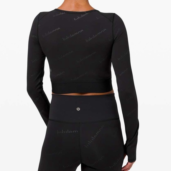 LULULEMON Wunder Train Cropped Long Sleeve *Special Edition Black Everlux LOGO 4 - Picture 7 of 7